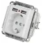 Розетка Intro Accent 6-410-01 P+E Schuko со шторками, 16А-250В + 2хUSB, IP20, СУ, белый