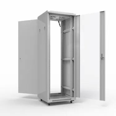 Шкаф напольный 19 Standart 32U 0.6х0.6м стекло-металл RAL7035 из 2частей,