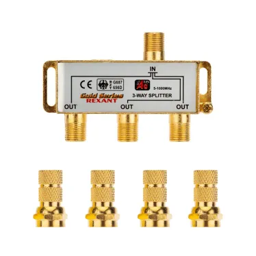 Делитель ТВ х 3 + 4шт. F BOX 5-1000 МГц GOLD,