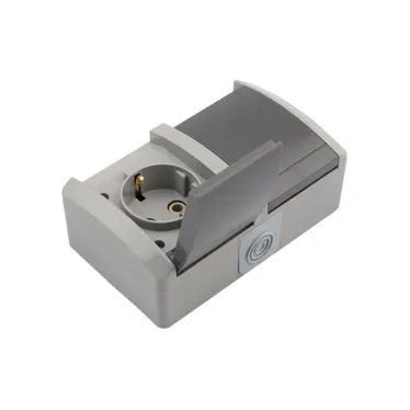 Блок горизонтальный 2 розетки INDUSTRIAL IP54 с заземлением, о/у, серый