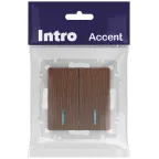Выключатель Intro Accent 6-105-10 двойной с подсветкой, 10А-250В, IP20, СУ, AL/CU, венге