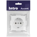 Розетка Intro Accent 6-202-01М 2P+E Schuko, 16А-250В, IP20, СУ, белый матовый