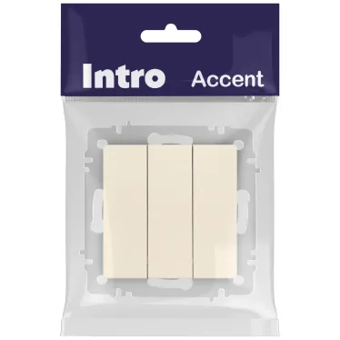 Выключатель Intro Accent 6-106-02 тройной, 10А-250В, IP20, СУ, AL/CU, сл.кость