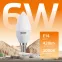 Лампа светодиодная LED 6 Вт 420 лм 3000К свеча теплый E14 AC 220В Elementary Gauss