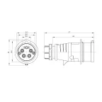 Вилка кабельная IP44 32A 3P+E+N 400V