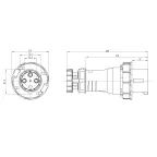 Вилка кабельная IP67 125A 3P+E 400V