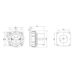 Вилка панельная прямая IP67 32А 3P+E+N 400В
