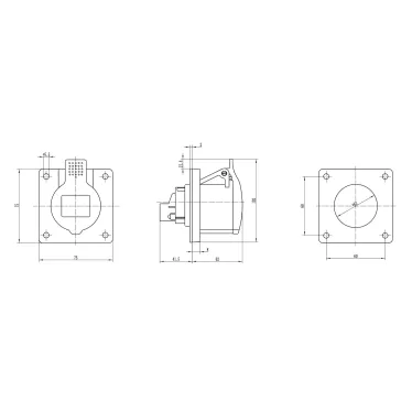 Розетка кабельная скрытой установки IP44 32A 3P+E+N 400V