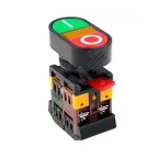 Выключатель кнопочный ВК22-EB8425-65У1, сдвоенный, зелёный/красный, 1НО+1НЗ, с символами "I-O", IP65 (ЭТ)