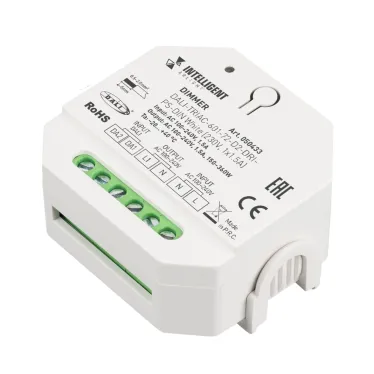 Диммер INTELLIGENT ARLIGHT DALI-TRIAC-601-72-D2-DRI-PS-DIN White (230V, 1x1.5A) IP20 Пластик, 5 лет