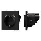 Механизм розетки с USB зарядкой SCT-NOBE-MUAA-SFPL-BK 230V, 16A, Чёрный, 1 пост