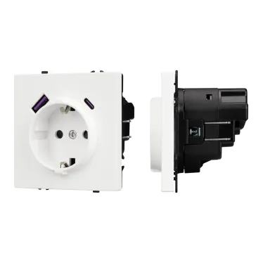 Механизм розетки с USB зарядкой SCT-NOBE-MUAC-SFPL-WH 230V, 16A, Белый, 1 пост