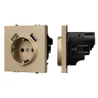 Механизм розетки с USB зарядкой SCT-NOBE-MUAA-SFPL-GD 230V, 16A, Золото светлое, 3 поста