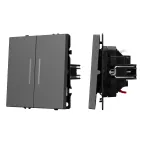 Механизм выключателя двухклавишный непроходной LED SWT-NOBE-MK02-SFPL-L-GR 230V, 10A, Серый, 1 пост