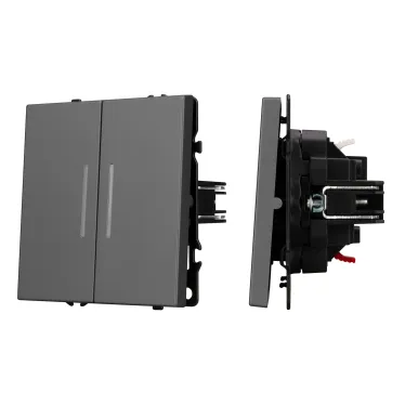 Механизм выключателя двухклавишный непроходной LED SWT-NOBE-MK02-SFPL-L-GR 230V, 10A, Серый, 1 пост