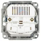 Розетка Intro Accent 6-410-01 P+E Schuko со шторками, 16А-250В + 2хUSB, IP20, СУ, белый
