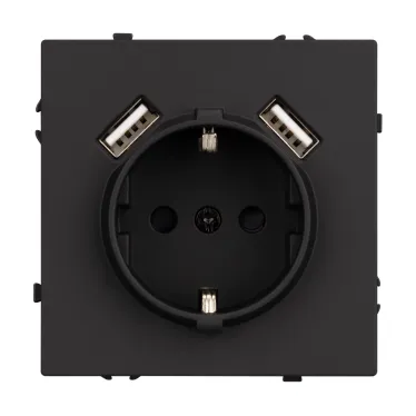 Механизм розетки с USB зарядкой SCT-NOBE-MUAA-SFPL-BK 230V, 16A, Чёрный, 1 пост