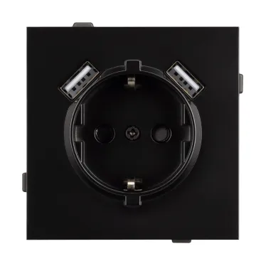 Механизм розетки с USB зарядкой SCT-TENDO-MUAA-PL-BK 230V, 16A, Чёрный, 1 пост
