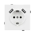 Механизм розетки с USB зарядкой SCT-TENDO-MUAA-PL-WH 230V, 16A, Белый, 1 пост