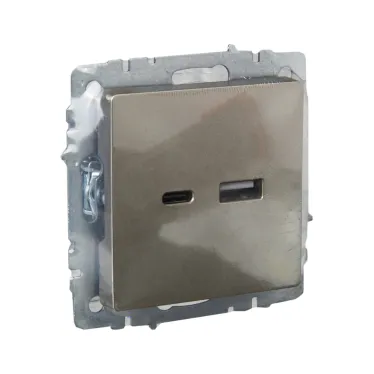 BRITE Розетка USB A+C 18Вт РЮ11-1-БрШ шампань