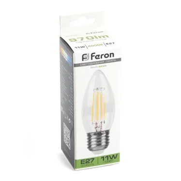 Лампа светодиодная LED 11вт Е27 белый свеча FILAMENT