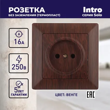 Розетка 2P, 16А-250В, СУ, Solo, венге, 4-201-10