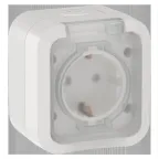 TORS Розетка 1-местная заземляющим контактом и крышкой 16А IP55 TS320 белый IEK