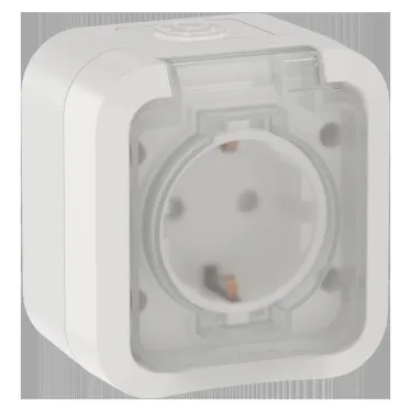 TORS Розетка 1-местная заземляющим контактом и крышкой 16А IP55 TS320 белый IEK