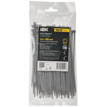 Хомут P6.6 стандартный серый 3,6х150мм IEK
