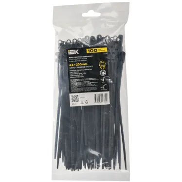 Хомут P6.6 с винтовым креплением чёрный 4,8х200мм IEK