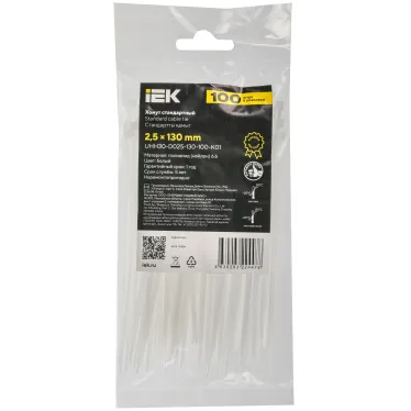 Хомут P6.6 стандартный белый 2,5х130мм IEK