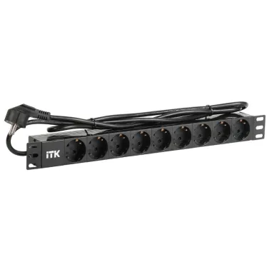 Блок розеток PDU 9 розеток DIN49440 1U шнур 2м вилка и DIN49441 профиль из ПВХ черный
