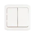 Quteo Выключатель двухклавишный наружный IP44 белый 10А