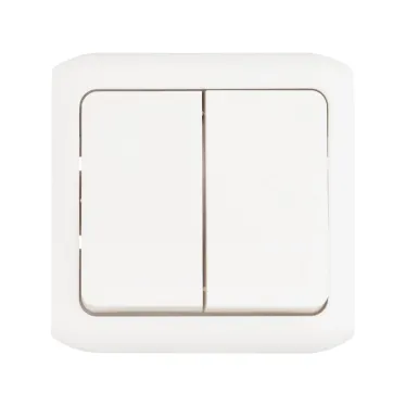 Quteo Выключатель двухклавишный наружный IP44 белый 10А