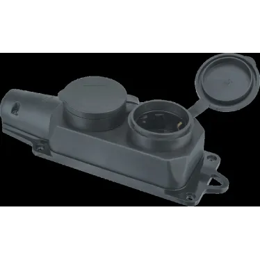 Колодка Navigator 61 371 NCA-BLR2-02-16A-E-IP44-BL 2гн с/з каучук черная