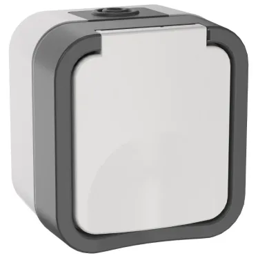 Розетка 1-местная заземляющим контактом и крышкой TORS 16А IP55 белый