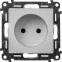 Valena LIFE Розетка силовая 2К 16А 250В c лицевой панелью алюминий со шторками безвинтовые зажимы