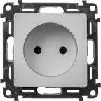 Valena LIFE Розетка силовая 2К 16А 250В c лицевой панелью алюминий со шторками безвинтовые зажимы