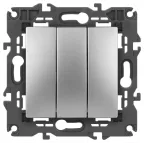 Выключатель тройной, 10АХ-250В, Эра Elegance, алюминий,14-1107-03