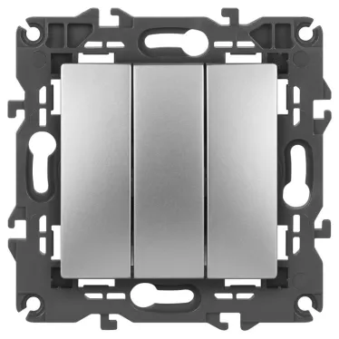 Выключатель тройной, 10АХ-250В, Эра Elegance, алюминий,14-1107-03