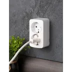 Розетка Минск 2-местная ОП 16А с заземлением белая