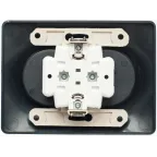 GLOSSA Розетка двойная без заземления антрацит в сборе