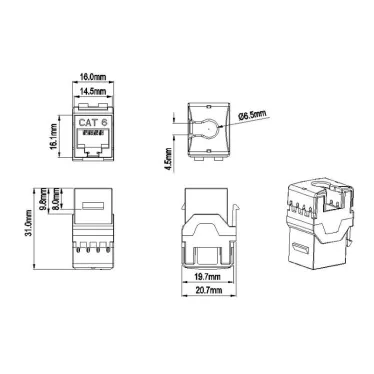 Вставка Keystone Jack RJ-45(8P8C) категория 6 черная