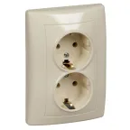 Sedna Розетка двойная с заземлением без шторок бежевая в сборе