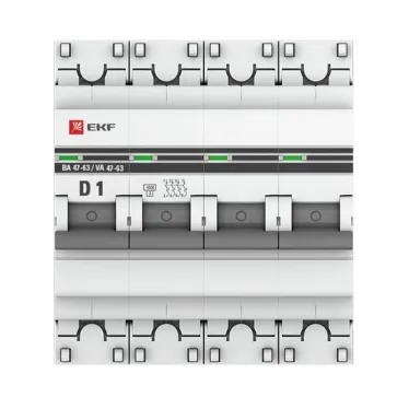 Выключатель автоматический четырехполюсный 1А D ВА47-63 4.5кА PROxima