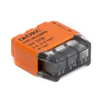 Клемма строительно-монтажная (СМК) на 3 проводника до 2.5 кв. мм. на токи до 24А (оранжевая)