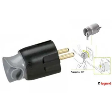 Элиум Вилка 2К+З с заземлением черная