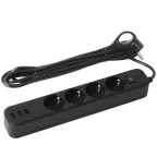 Сетевой фильтр USF-4es-1,5m-3xUSBA-B с базовой защитой с заземлением с выключателем 4 розетки+3xUSBA 3,1A 1,5м 10А