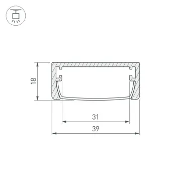 Профиль ARH-WIDE-W39-2000 ANOD (ARL, Алюминий)