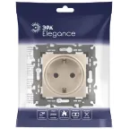 Розетка 2P+E Schuko, 16А-250В, Эра Elegance, шампань, 14-2101-04